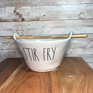 Rae Dunn STIR FRY Rice Bowl with Chopsticks NIP